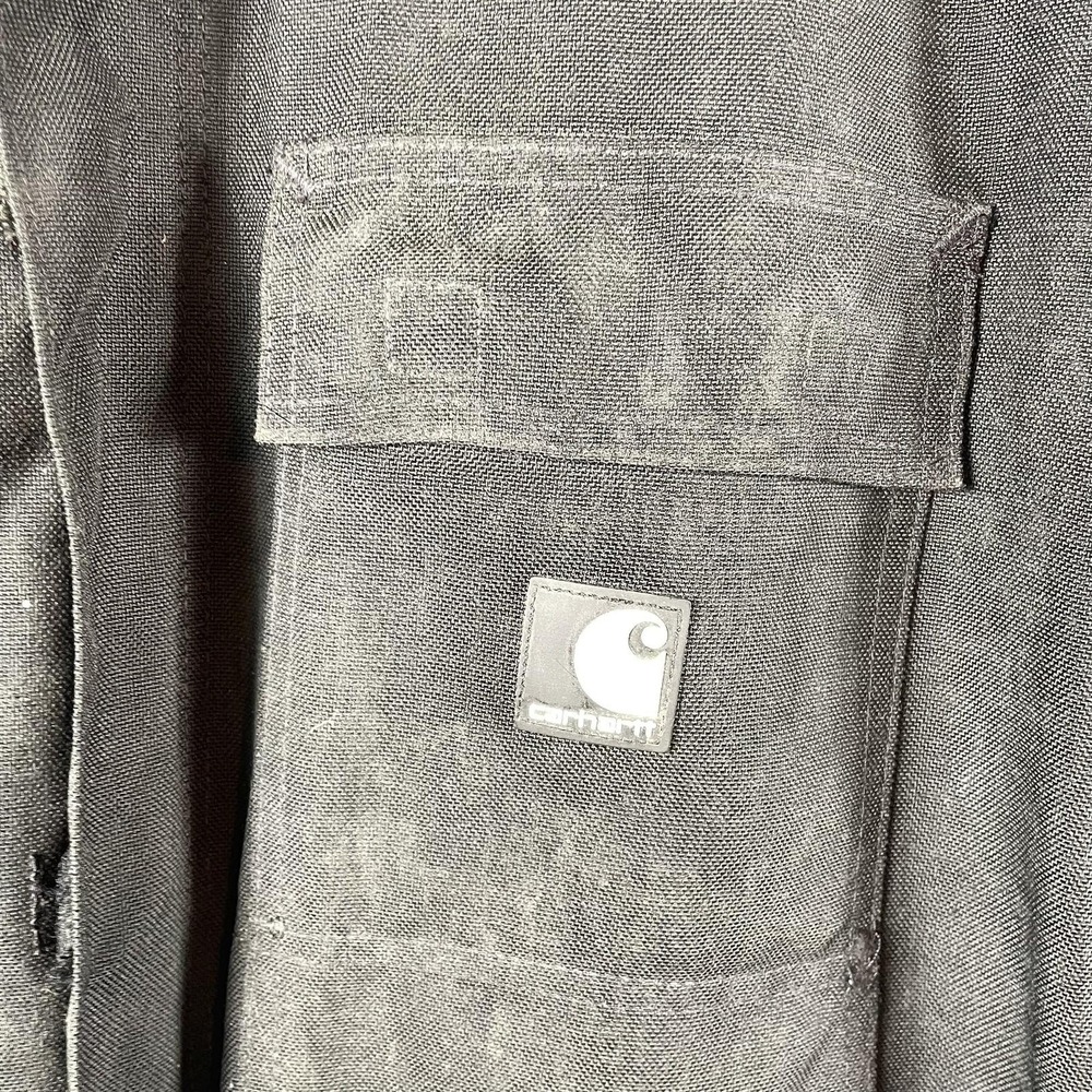 VTG Carhartt Jacket Mens XL Black Canvas Lined Workwear Full Zip Corduroy Collar - Picture 4 of 16